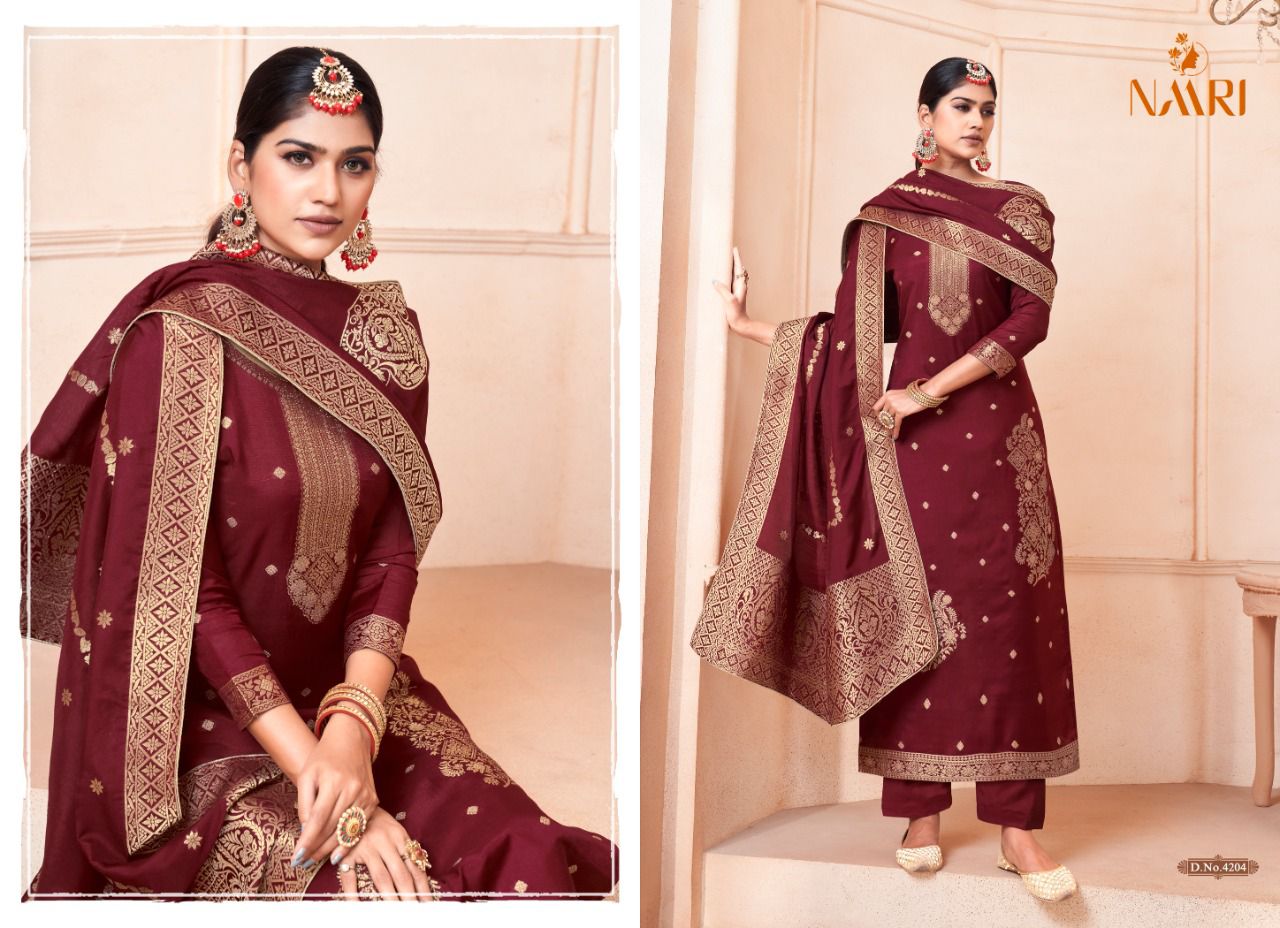 Nari Musk Muslin Jacquard Heavy Festive Wear Wholesale Designer Salwar Suits